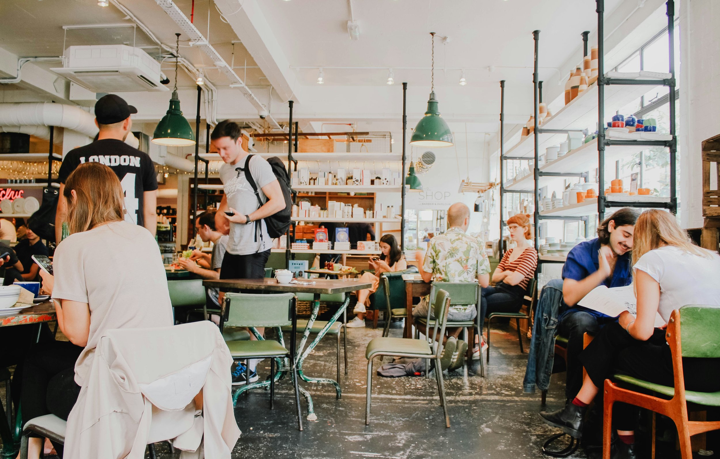 A busy coffee shop operation